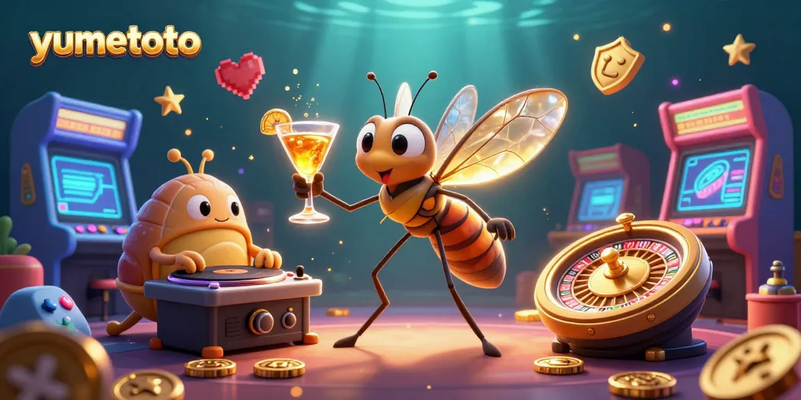 Experience the excitement of yumetoto with dynamic casino characters in a vibrant gaming scene.