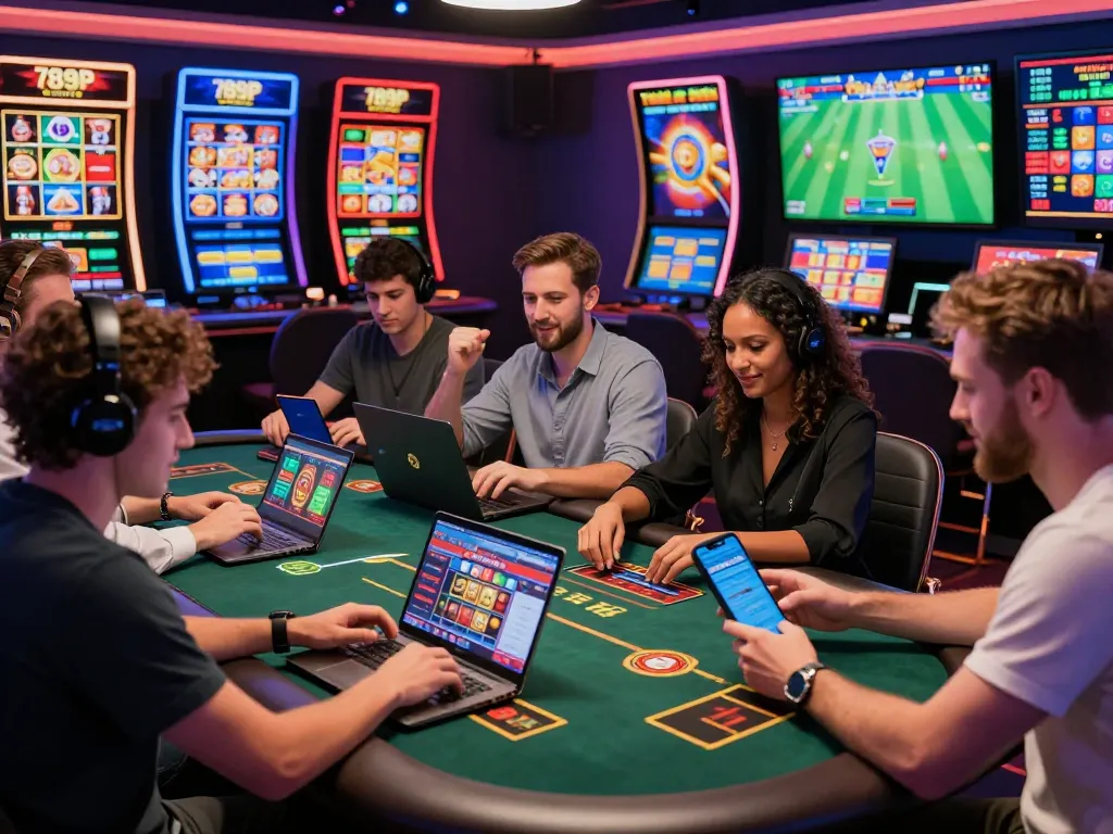Players enjoying various games on 789P's online casino platform, showcasing excitement and interaction.