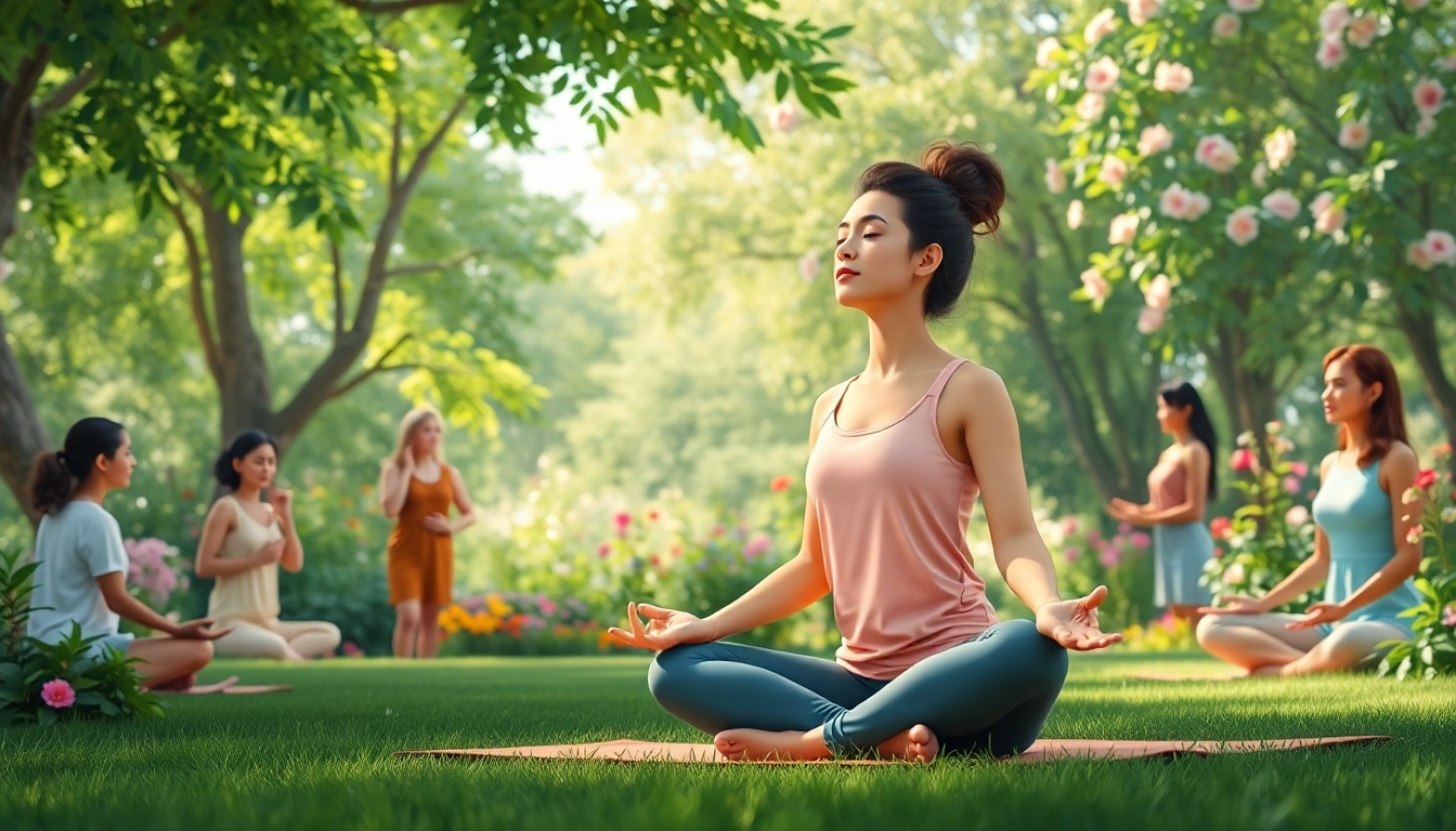 Meditation practice in a serene garden to enhance mental wellness and tranquility.