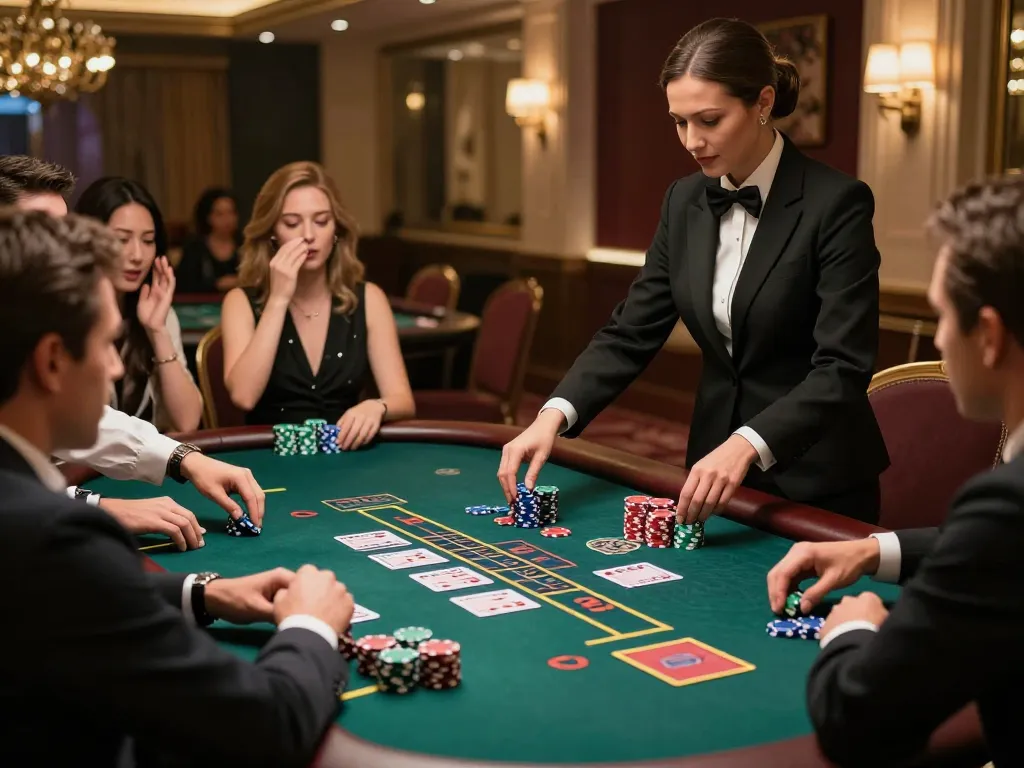 SIN88 players engaging intensely at a blackjack table, celebrating a winning moment with strategic bets and high-stakes atmosphere.