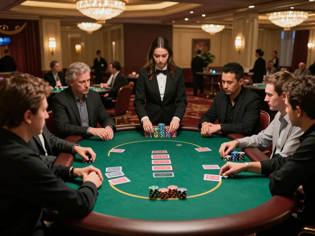 Players strategizing at the TX88 poker table in a vibrant casino atmosphere.
