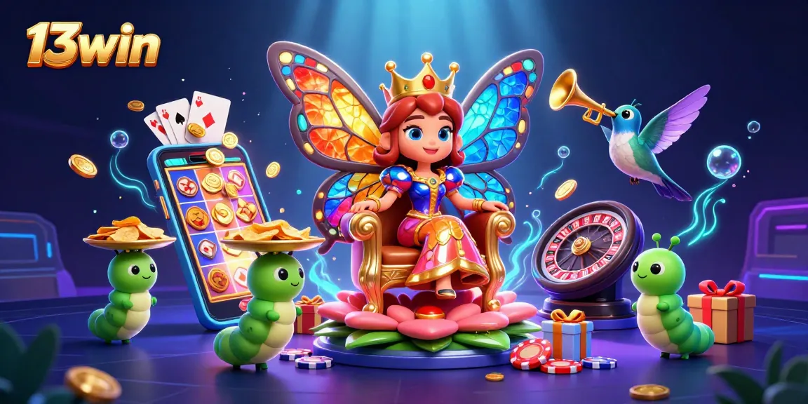 Experience the vibrant 13win universe with colorful slot games and engaging casino elements.