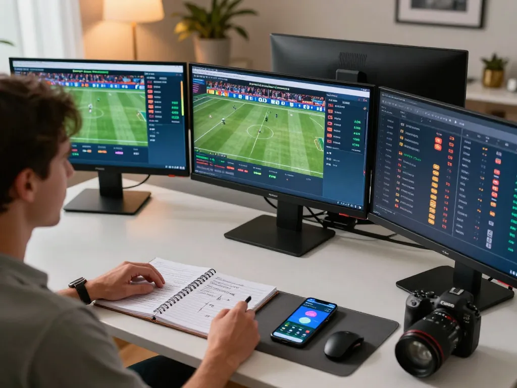 Engaging in sports betting with multiple screens at https://www.dacsandatphanrang.com/ showcasing odds and strategies.