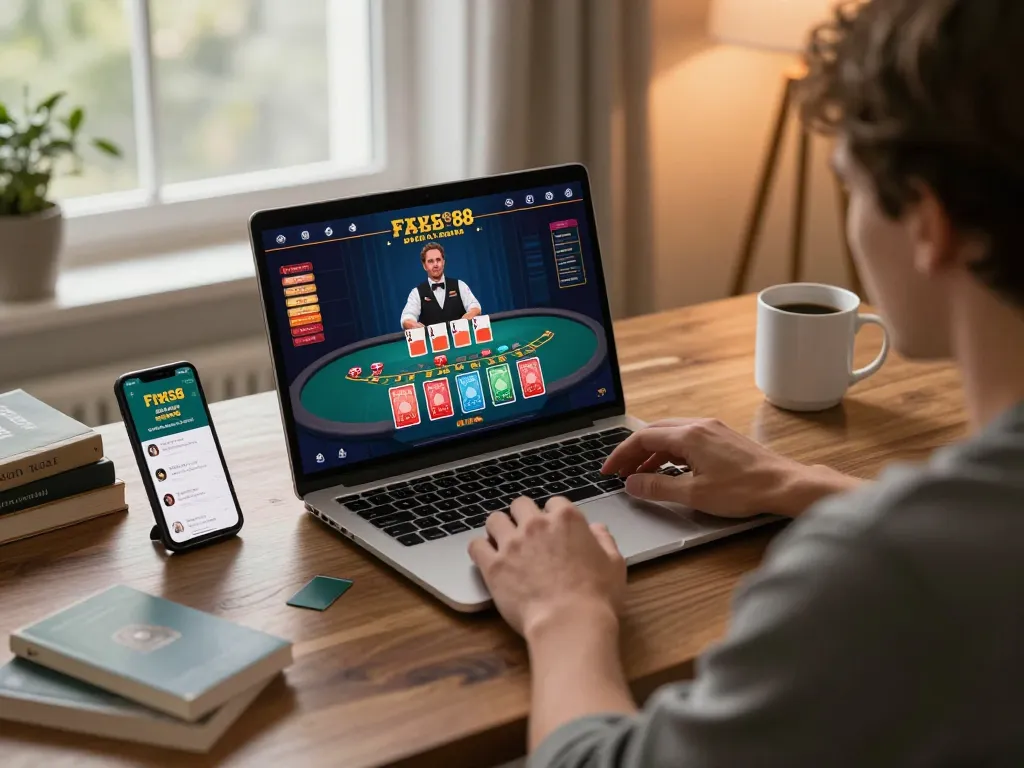 Engaging online gaming experience at five88 with player interacting with live blackjack