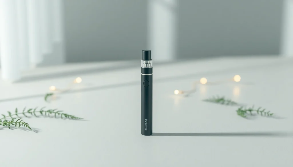 Buy DMT with a sleek vape pen showcased elegantly in a tranquil setting.
