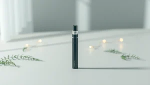 Buy DMT with a sleek vape pen showcased elegantly in a tranquil setting.
