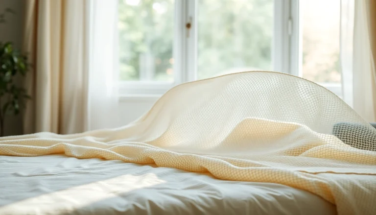 Effektiv myggenet over en seng, som skaber et fredeligt fald af lys i rummet.