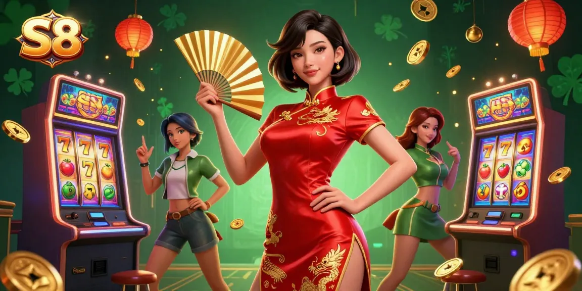 S8 offers an exhilarating slot gaming experience with vibrant scenes, radiant characters, and lucky symbols illuminating the design.