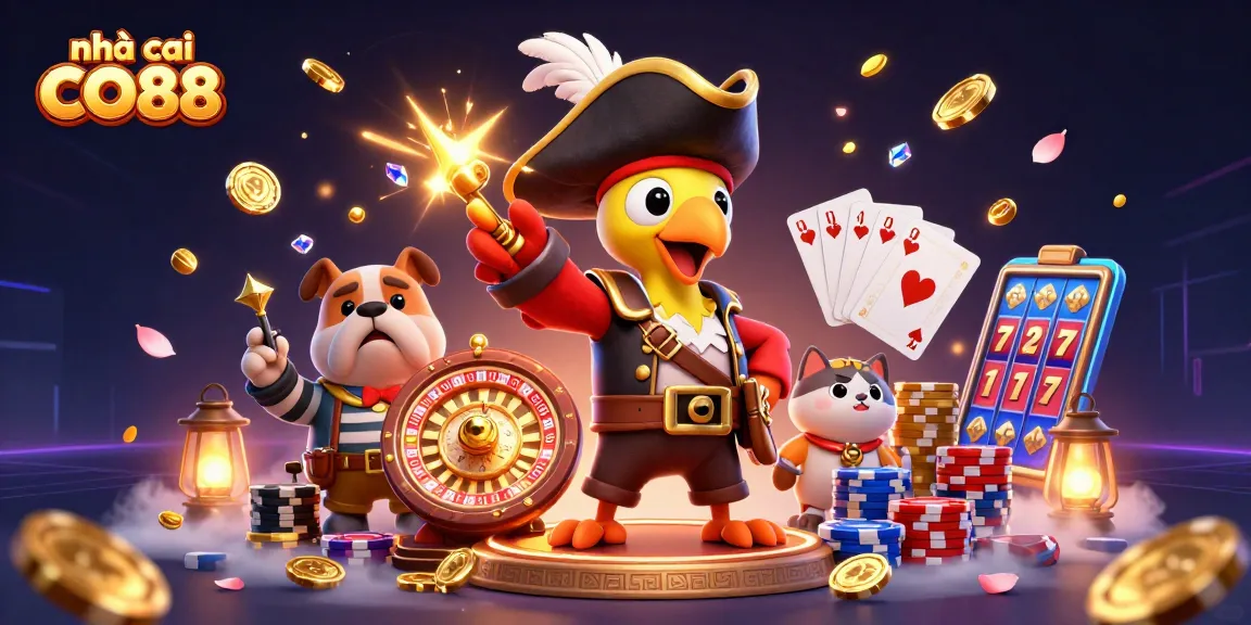 Play exciting games at nhà cái CO88, featuring vibrant characters and dynamic casino action.