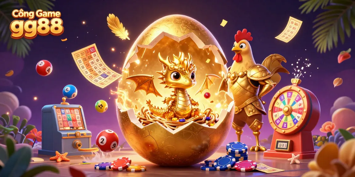 Experience thrilling moments at Cổng Game gg88 with a vibrant 3D casino illustration showcasing exciting gaming elements.