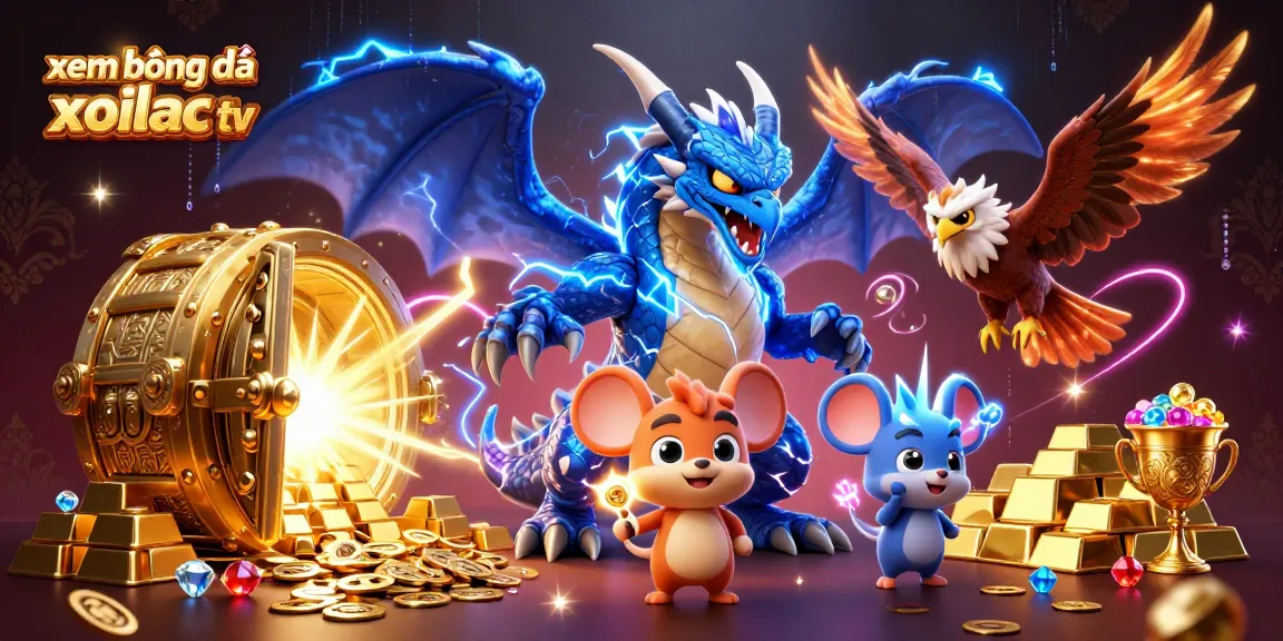 Xem bóng đá xoilac tv with vibrant characters and dynamic gambling elements in a rich 3D illustration.