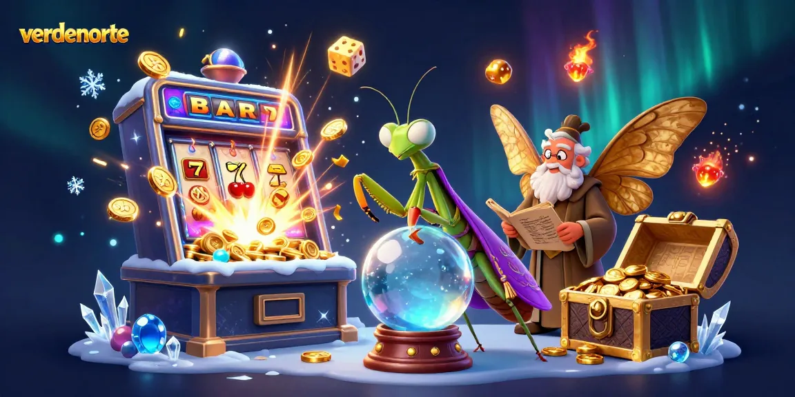 Win big at verdenorte with vibrant slots and captivating characters in a magical casino illustration.
