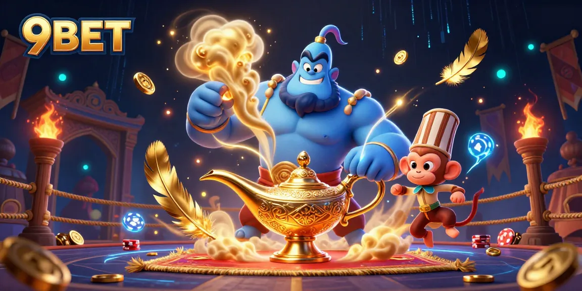 Engage in thrilling gaming adventures at 9BET, capturing the magic of casino excitement with dynamic characters.